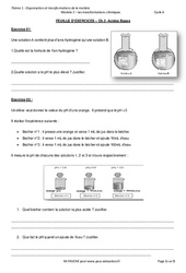 Acides-Bases - 3ème - Exercices avec les corrections - PDF à imprimer