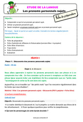 Pronoms personnels sujets – Ce1 – Étude de la langue – Fiche de préparation - PDF à imprimer