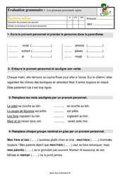 Pronoms personnels sujets – Ce1 – Étude de la langue – Evaluation avec les corrigés - PDF à imprimer