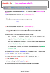 Utiliser les nombres relatifs – 5ème – Cours - PDF à imprimer