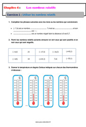 Utiliser les nombres relatifs – 5ème – Exercices avec correction - PDF à imprimer
