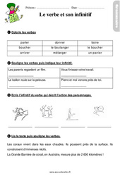 L’infinitif du verbe – Ce1 – Étude de la langue – Exercices avec les corrigés - PDF à imprimer