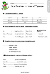 Présent des verbes en -er – Ce1 – Étude de la langue – Exercices avec les corrigés - PDF à imprimer