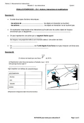 Actions, interactions et modélisations – 4ème – Exercices avec les corrections - PDF à imprimer