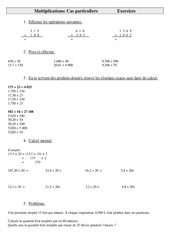 Multiplications - Cas particuliers - Exercices - Cm2 - Calculs - Cycle 3