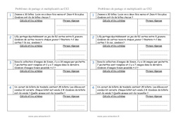 Multiplicatifs et partage - Ce2 - Problèmes - PDF à imprimer