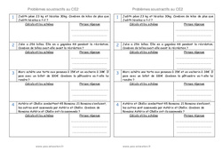 Soustractifs - Ce2 - Problèmes - PDF à imprimer