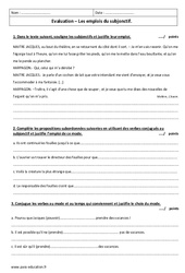 Emplois du subjonctif - 4ème - Evaluation avec le corrigé - PDF à imprimer