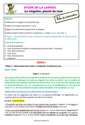 Le singulier, pluriel du nom – Ce1 – Étude de la langue – Fiche de préparation - PDF à imprimer