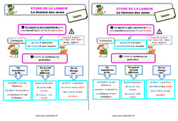 Le féminin des noms – Ce2 – Étude de la langue – Leçon - PDF gratuit à imprimer