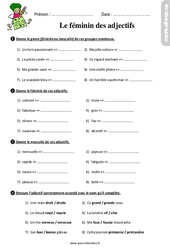 Le féminin des adjectifs – Ce2 – Étude de la langue – Exercices avec les corrigés - PDF à imprimer