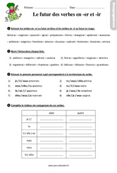 Le futur des verbes en -er/-ir – Ce2 – Étude de la langue – Exercices avec les corrigés - PDF à imprimer