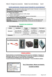 Comment mesurer l’intensité d’un courant électrique ? - 4ème - Activité expérimentale avec les corrections - PDF à imprimer