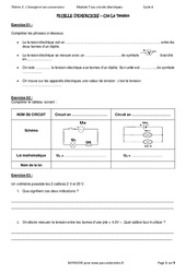 La tension - 4ème - Exercices avec les corrections - PDF à imprimer