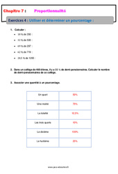 Utiliser et déterminer un pourcentage – 5ème – Proportionnalité – Exercices avec correction - PDF à imprimer