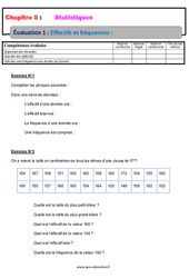 Effectifs et fréquences – 5ème – Statistiques – Evaluation, bilan, contrôle avec la correction - PDF à imprimer