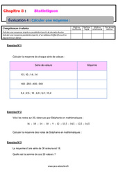 Calculer une moyenne – 5ème – Statistiques – Evaluation, bilan, contrôle avec la correction - PDF à imprimer