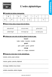 L'ordre alphabétique - Ce1 - Exercices, révisions - PDF à imprimer