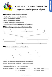 Repérer et tracer des droites, des segments et des points alignés au Ce1 - Exercices, révisions - PDF à imprimer