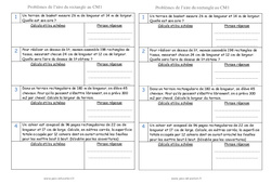 Aire du rectangle - Cm1 - Problèmes de mesures - PDF à imprimer