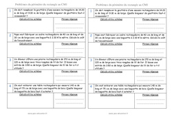 Périmètre du rectangle - Cm1 - Problèmes de mesures - PDF à imprimer
