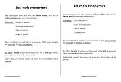 Synonymes - Leçon - Cm2 - PDF gratuit à imprimer