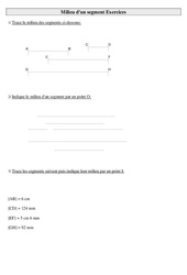 Milieu d'un segment  – Ce2 – Exercices - PDF à imprimer