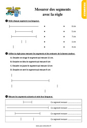 Mesurer des segments avec la règle au Ce1 - Exercices, révisions - PDF à imprimer