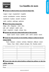 Les familles de mots au Ce1 - Exercices, révisions - PDF à imprimer