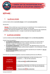 Leçon, exercice et évaluation :<br/> Quelles sont les caractéristiques d’une phrase simple et d’une phrase complexe ? - CRPE 2025 - PDF à imprimer