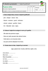 L’adjectif qualificatif – Ce1 – Étude de la langue – Evaluation avec les corrigés - PDF à imprimer