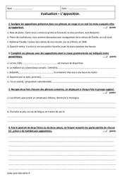 Apposition - 4ème - Contrôle  - PDF à imprimer