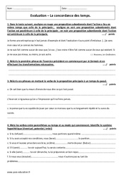 Concordance des temps - 3ème - Evaluation avec le corrigé - PDF à imprimer