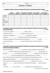 Mode indicatif - 3ème - Evaluation - Bilan - PDF à imprimer