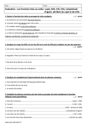 Fonctions liées au verbe - 3ème - Evaluation avec le corrigé - PDF à imprimer