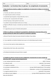 Fonctions liées à la phrase - 3ème - Contrôle  - PDF à imprimer