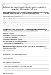 Relatives, conjonctives complétives et interrogatives indirectes - 3ème - Evaluation - PDF à imprimer