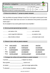 Le passé composé des verbes en -er – Ce1 – Étude de la langue – Evaluation avec la correction - PDF à imprimer
