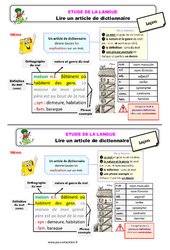 Lire un article de dictionnaire – Ce1 – Étude de la langue – Leçon - PDF gratuit à imprimer
