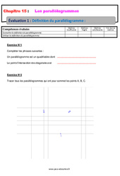 Définition du parallélogramme – 5ème – Evaluation, bilan, contrôle avec la correction - PDF à imprimer