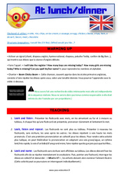At lunch / dinner – CM1 – CM2 – Anglais – Lexique – Séquence complète – Cycle 3 - PDF à imprimer