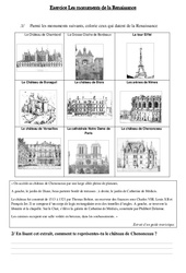 Monuments de la renaissance - Exercices - Temps modernes - Cm1 - Cycle 3 - PDF à imprimer