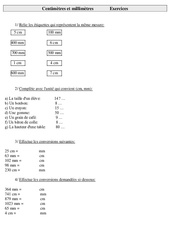 Centimètres et millimètres - Ce2 - Exercices  - PDF à imprimer