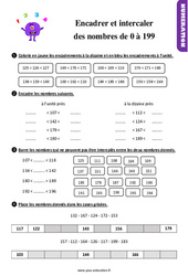 Encadrer et intercaler les nombres de 0 à 199 au Ce1 - Exercices, révisions - PDF à imprimer