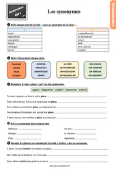 Les synonymes au Cm1 - Exercices, révisions - PDF à imprimer