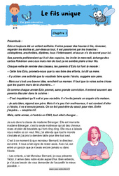 Le fils unique – Cm1 – Cm2 – Lecture suivie – Récit – Cycle 3 - PDF à imprimer