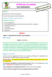 Les antonymes – Ce2 – Étude de la langue – Fiche de préparation - PDF à imprimer