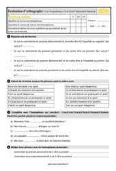 Les homophones grammaticaux : C’est/s’est/c’étai(en)t/s’étai(en)t au CM2 - Évaluation, bilan - PDF à imprimer