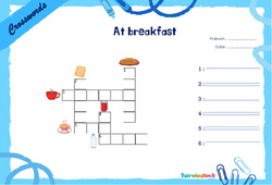 At breakfast - CE1 - CE2 - Mots fléchés - Lexique / vocabulaire - Crosswords - PDF à imprimer