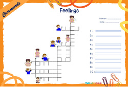 Feelings - CM1 - CM2 - Mots fléchés - Lexique / vocabulaire - Crosswords - PDF à imprimer